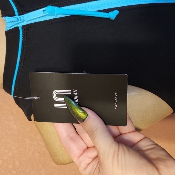 New! Black & blue swimsuit! Beach pool swim vacation travel modest Size small! - Picture 6 of 7